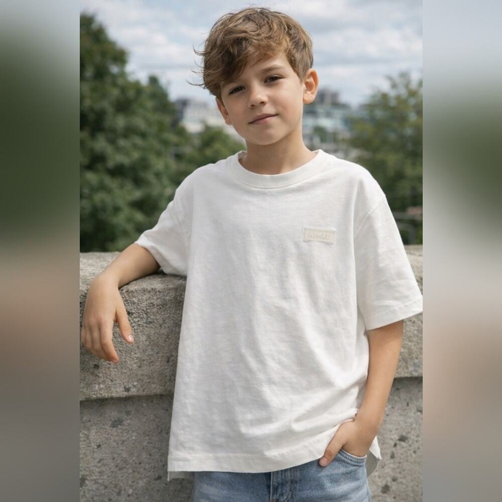 Zara Boys APP.ED White Oversized Crewneck Tee Shirt Size 11-12 152 Minimalist